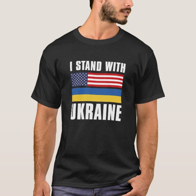 Camiseta Eu fico com a Ucrânia EUA (Frente)