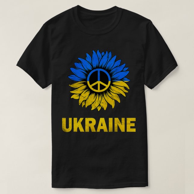 Camiseta Eu Fico Com A Ucrânia Girassol Ucrânia Apoiando Re (Frente do Design)