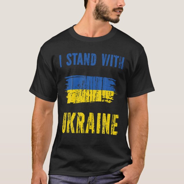 Camiseta Eu Fico Com A Ucrânia - Memorial Ucraniano Apoiado (Frente)