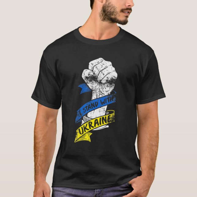 Camiseta Eu Fico Com A Ucrânia Sinalizador De Suporte De Fi (Frente)