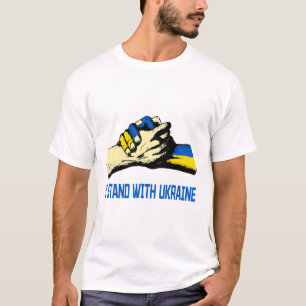 Camiseta Eu Fico Com as Mãos de Apoio à Paz Ucrânia