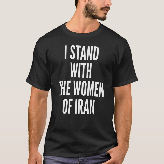 Camiseta Eu Fico Com As Mulheres Do Irã, Bandeira Iraniana  (Frente)