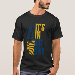 Camiseta Eu Fico Com Dna Ucrânia Impressão Digital Bandeira