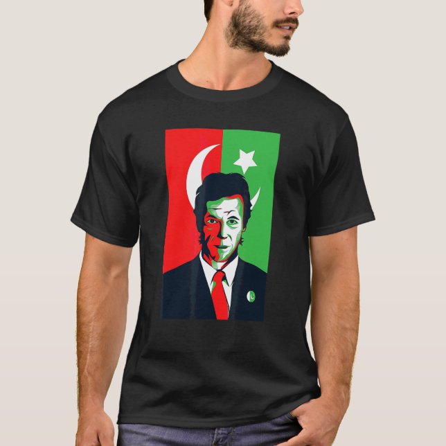 Camiseta Eu Fico Com Imran Khan Pti Apoio Khan Paquistão (Frente)