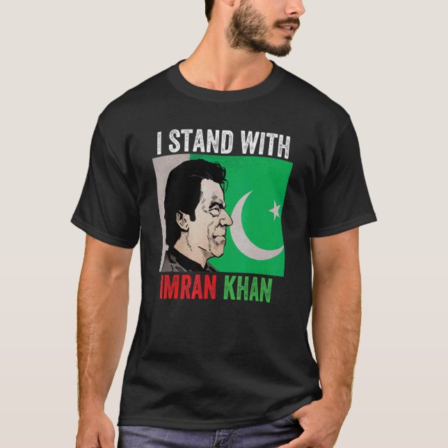 Camiseta Eu Fico Com Imran Khan Pti Apoio Khan Paquistão  (Frente)
