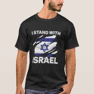 Camiseta Eu fico com Israel bandeira americana com Israel