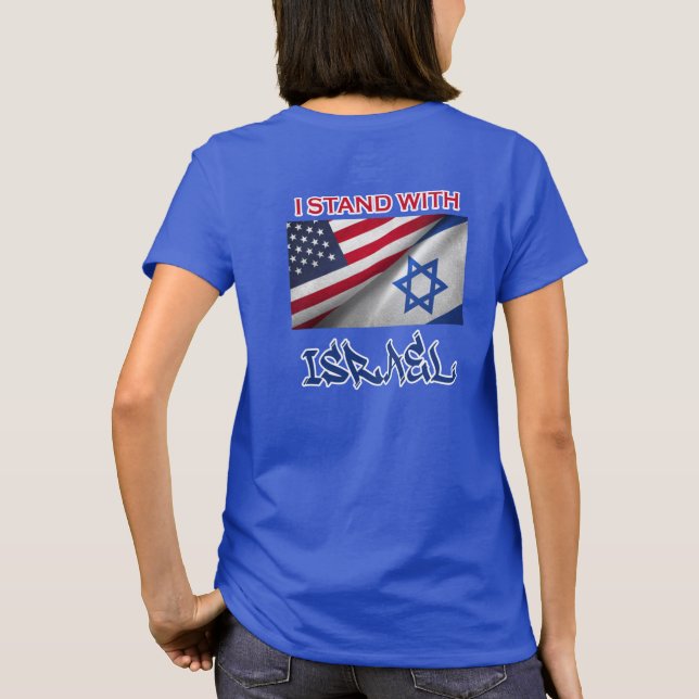 Camiseta Eu fico com Israel - t-shirt feminina (Verso)