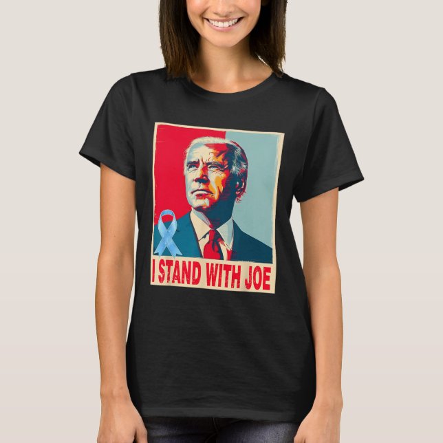 Camiseta Eu fico com Joe Support Biden Prostate Cancer Pra (Frente)