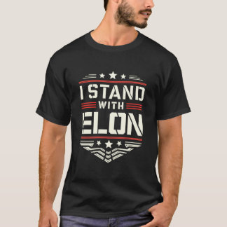 Camiseta Eu fico com o apoio da Elon Cote EUA obrigado você
