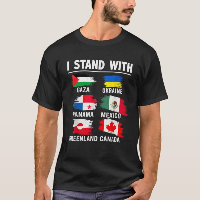 Camiseta Eu fico com o Canadá Groelândia México Panamá Gaza (Frente)