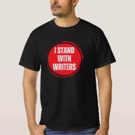 Camiseta Eu fico com o logotipo vermelho dos escritores com