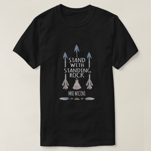 Camiseta Eu fico com o rock sem DAPL clássico (Frente do Design)