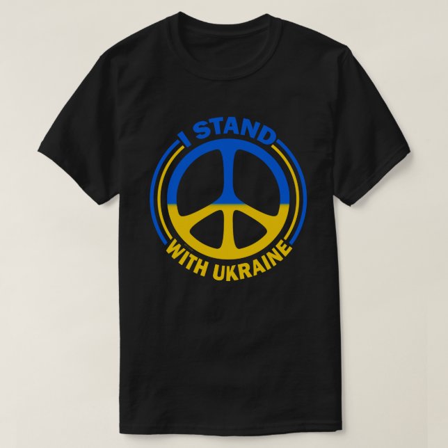 Camiseta Eu fico com o símbolo de paz da Ucrânia (Frente do Design)