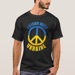 Camiseta Eu fico com o símbolo de paz da Ucrânia