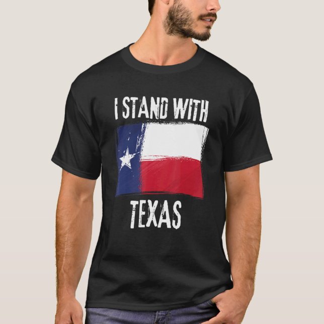Camiseta Eu Fico No Texas Flag Usa State No Texas (Frente)