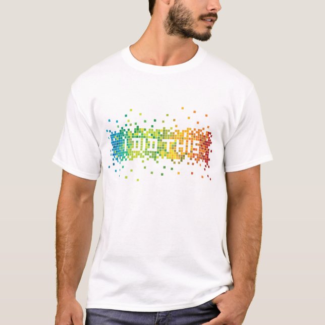 Camiseta "Eu fiz este" t-shirt dos pixéis (branco) (Frente)
