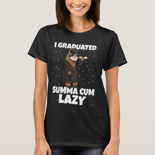 Camiseta Eu Formei Summa Cum Lazy Funny Formando Sloth Grad (Frente)