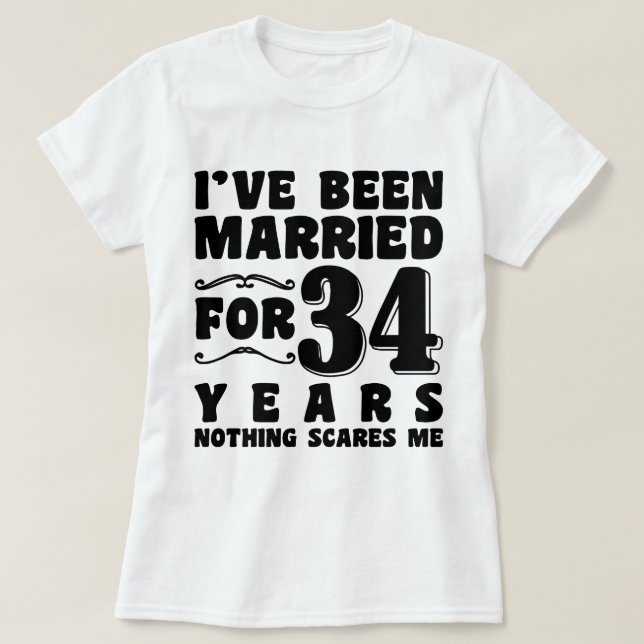 Camiseta Eu fui casado por 34 anos de Festa de solteira (Frente do Design)