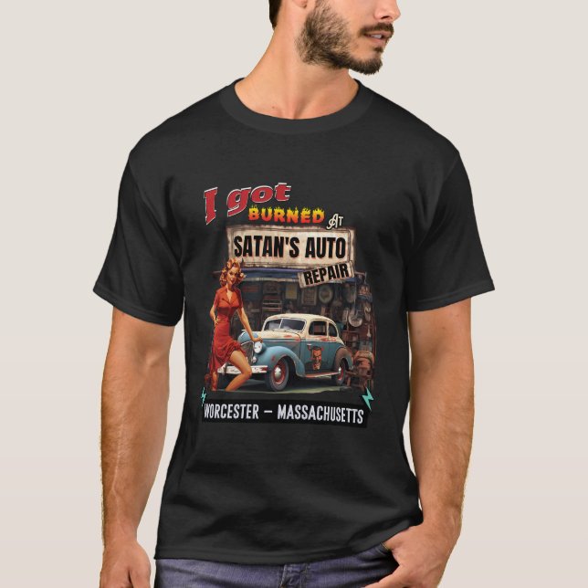 Camiseta Eu Fui Queimado No Satã Reparo Automático O Diabo (Frente)