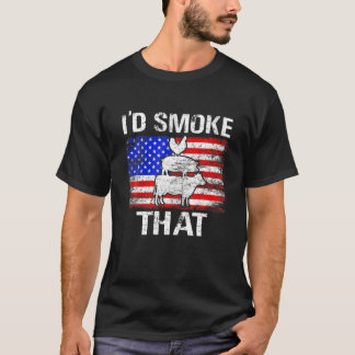 Camiseta Eu Fumaria Aquela Vaca Chicken American Flag 4Th O