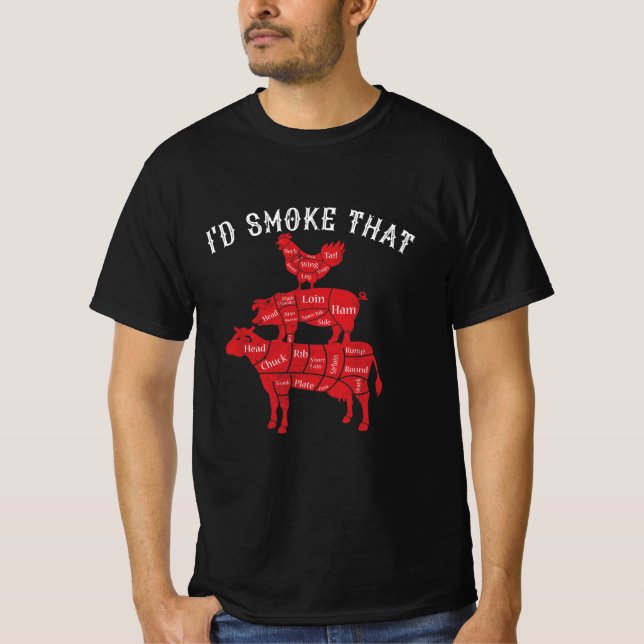 Camiseta Eu Fumaria Aquele Barbecue CHURRASCO Fumante Gift (Frente)