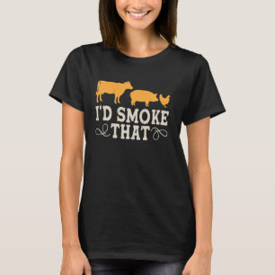Camiseta Eu fumaria aquele frango de porco de carne bovina 