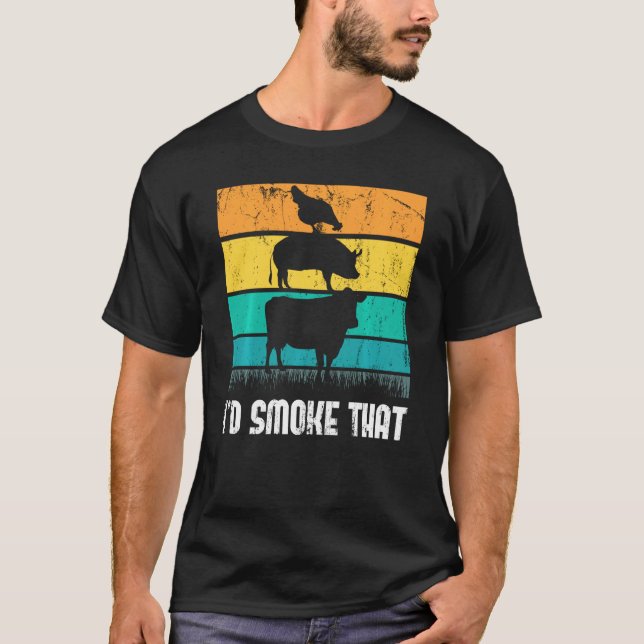 Camiseta Eu Fumaria Essa Carne Engraçada De Fumaça (Frente)