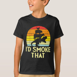 Camiseta Eu Fumaria Frango Porco Boi Trex Dinossauro Retrô