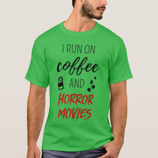 Camiseta Eu Funciono Com Café E Filmes De Terror Citação Pa
