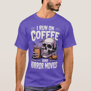 Camiseta Eu Funciono Com Café e Filmes de Terror menino men