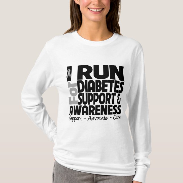 Camiseta Eu funciono para a consciência do diabetes (Frente)