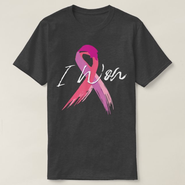 Camiseta Eu ganhei a consciência do cancer de mama com fita (Frente do Design)