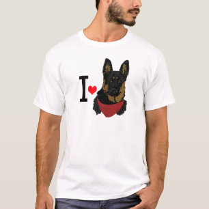 Camiseta Eu German shepherd Coração Eu amo Shepards