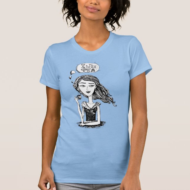 Camiseta Eu Gosto Da Garota De Desenho De Tinta De Chá (Frente)