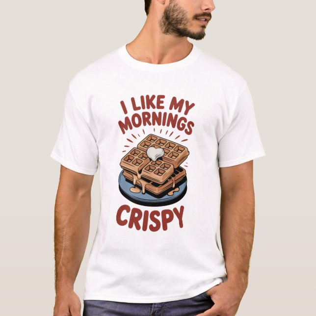 Camiseta Eu Gosto das Minhas Manhãs Crocantes - Waffle (Frente)