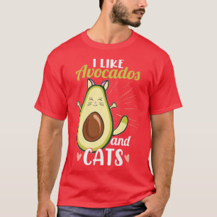 Camiseta Eu Gosto De Abacates E Gatos. Gato Engraçado Pet A