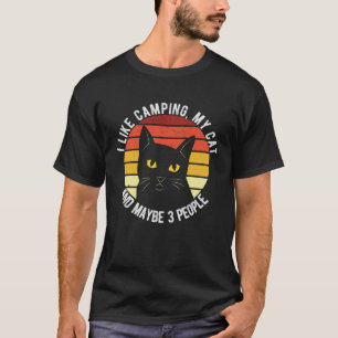 Camiseta Eu Gosto De Acampar Meu Gato E Talvez 3 Pessoas