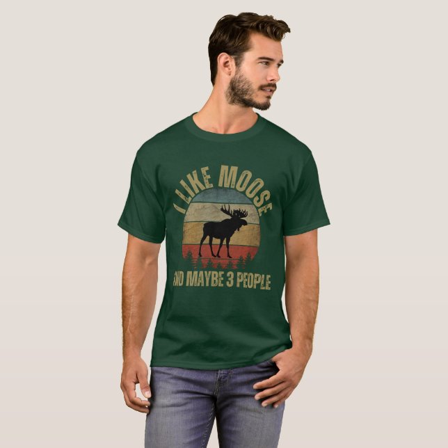 CAMISETA EU GOSTO DE ALCES E TALVEZ 3 PESSOAS (Frente Completa)