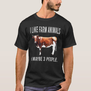 Camiseta Eu Gosto de Animais da Fazenda de Vaca Branca Marr