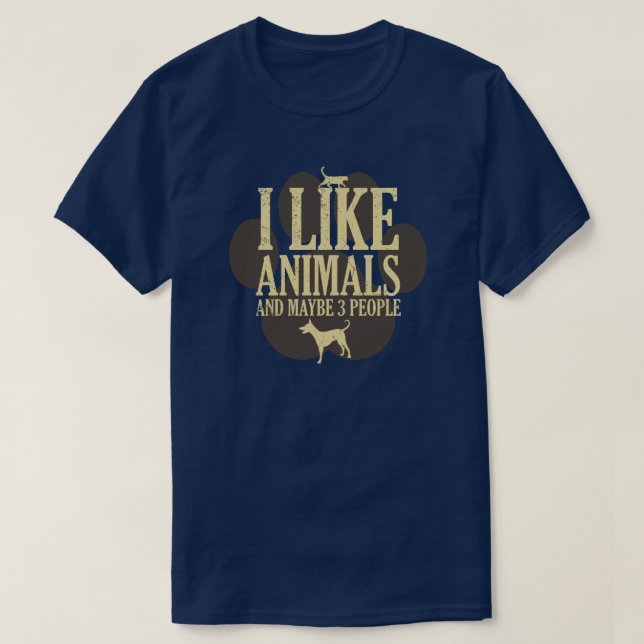 Camiseta Eu Gosto De Animais E Talvez Três Citações Introdu (Frente do Design)