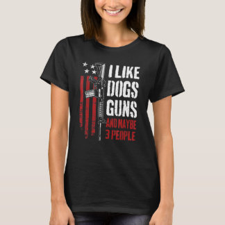 Camiseta Eu Gosto de Armas Cães E Talvez 3 Pessoas Arma Ar1