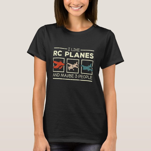Camiseta Eu gosto de aviões rc e talvez 3 pessoas (Frente)