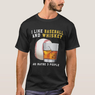 Camiseta Eu Gosto De Baseball E Whiskey E Talvez 3 Pessoas