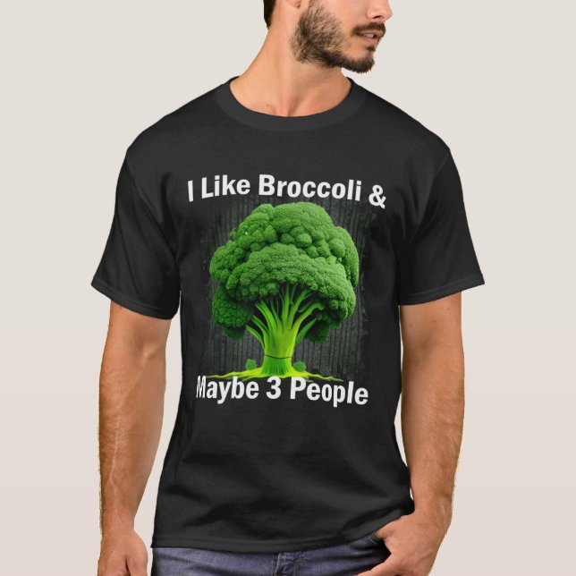 Camiseta Eu Gosto De Brócolis E Talvez 3 Pessoas De Veg Grá (Frente)