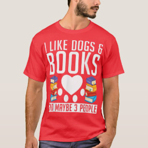 Camiseta Eu gosto de Cães e Livros e talvez 3 Pessoas Cacho