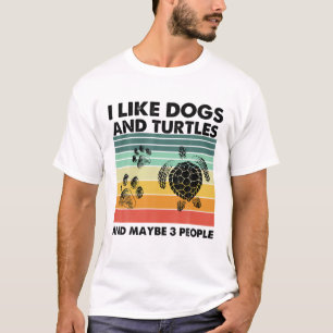 Camiseta Eu Gosto De Cães E Tartarugas E Talvez 3 Pessoas