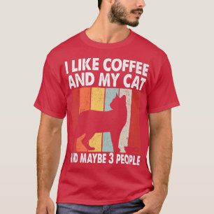 Camiseta Eu Gosto De Café E Meu Gato Talvez 3 Pessoas Vinta