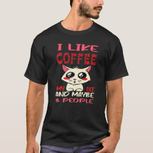 Camiseta Eu Gosto De Café Meu Gato E Talvez 3 Pessoas De Ca