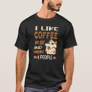 Camiseta Eu Gosto De Café Meu Gato E Talvez 3 Pessoas De Co