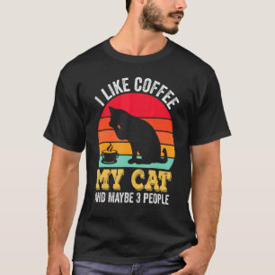 Camiseta Eu Gosto de Café Meu Gato E Talvez 3 Pessoas Gato